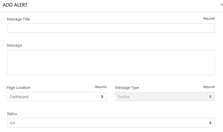 clevr Add Alert form and required fields