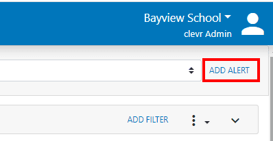 clevr “Add Alert” link within the Alerts Module