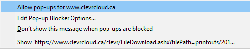 clevr allow pop-ups from website on browser