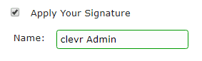 clevr apply your signature checkbox with name field