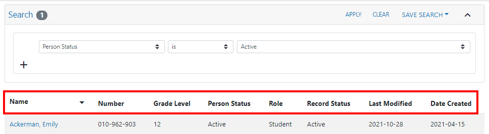 clevr Listings Card – Customizing the Columns clevr Dashboard highlighting the column names in the listings card