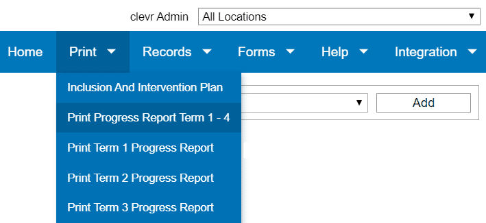 clevr data sharing platform dashboard print progress report