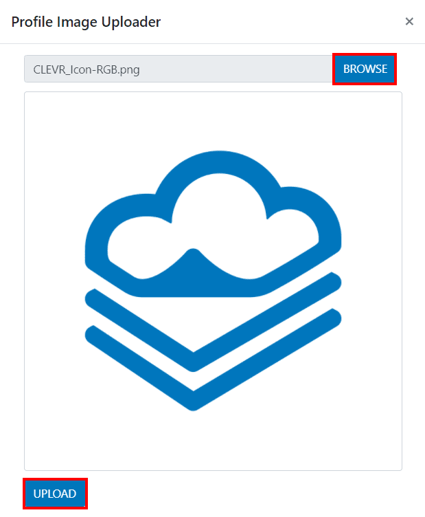 clevr profile image uploader with browse and upload button