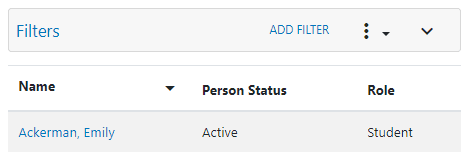 clevr Profile Search Card filters shown as active