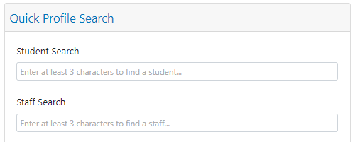 clevr Quick Profile Search with student search and staff search fields