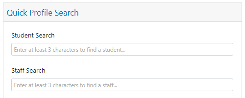 clevr Quick Profile Search clevr Quick Profile Search with student search and staff search fields