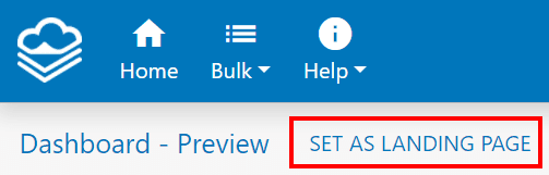 clevr Set as Landing Page clevr Dashboard set as landing page button highlighted