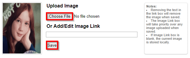 clevr Upload Image button with save and choose file buttons