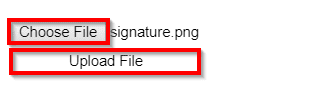 clevr choose file for signature and upload file button