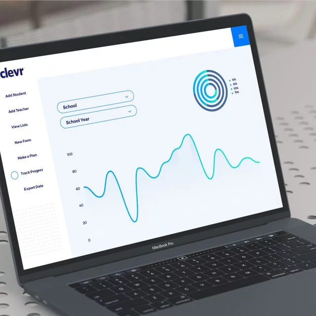 clevr Dashboard with a graph on a laptop