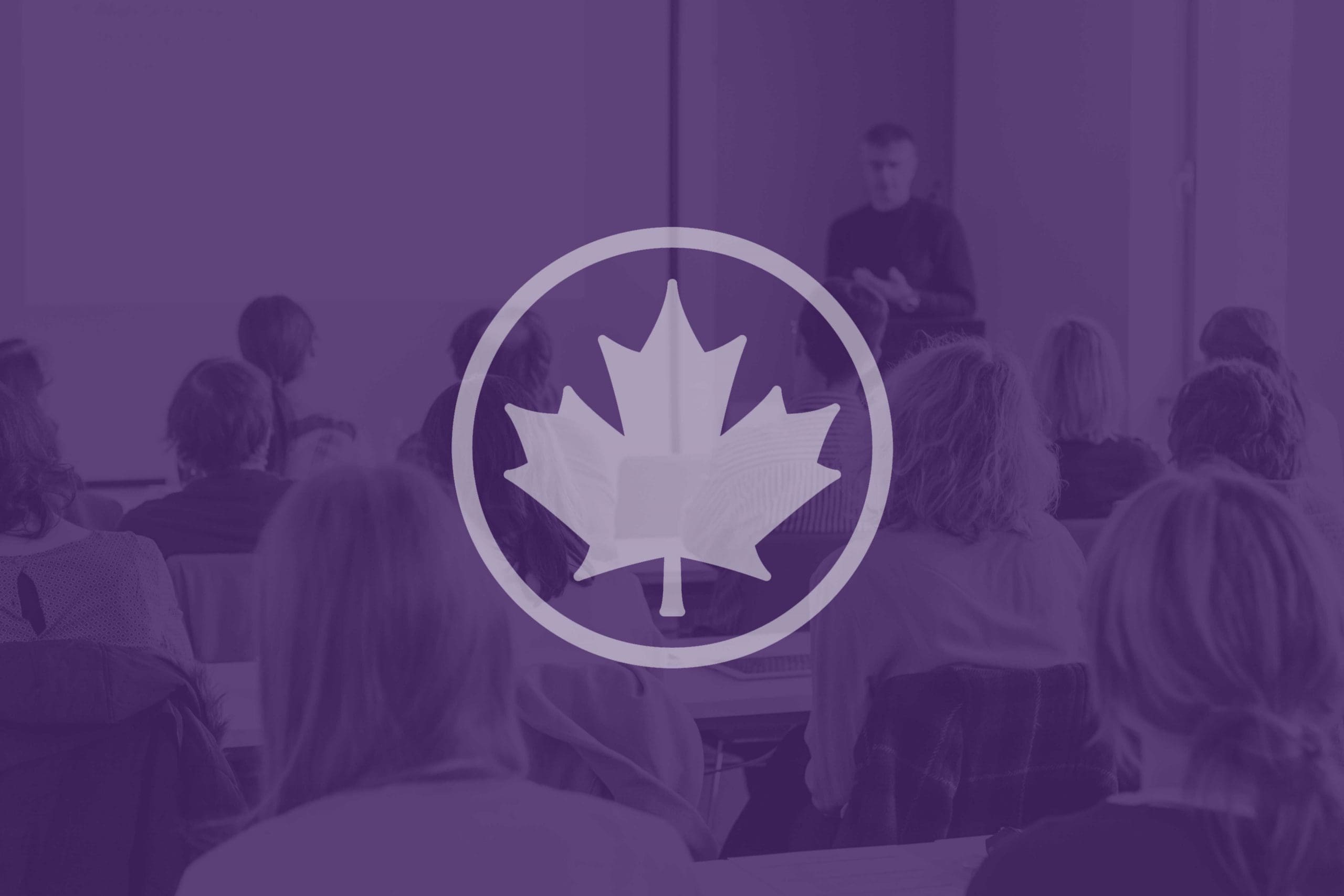 Outline of the Canada leaf on top of a teacher meeting