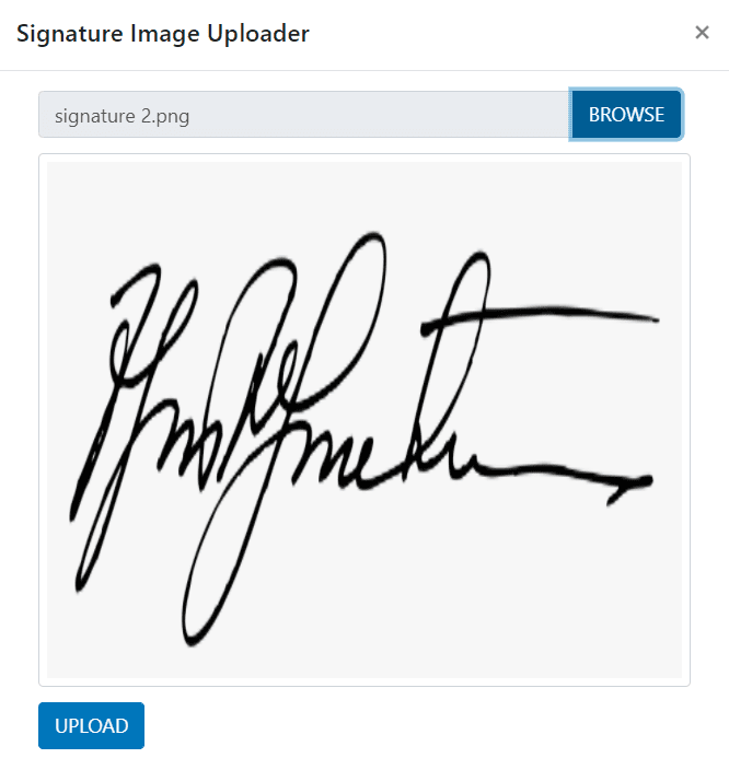 clevr Signature Image Uploader clevr Signature Image Uploader with a browse and upload button