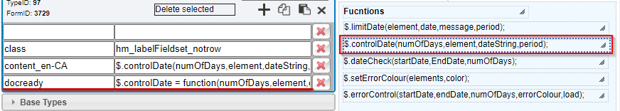 clevr Type Form with docready and control date highlighted in red