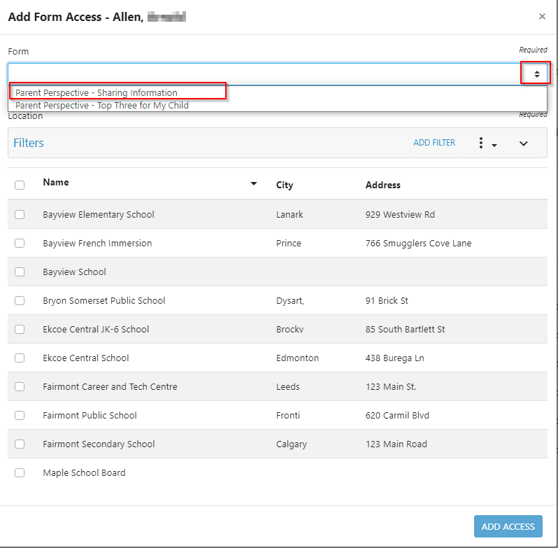 clevr-select-form-access